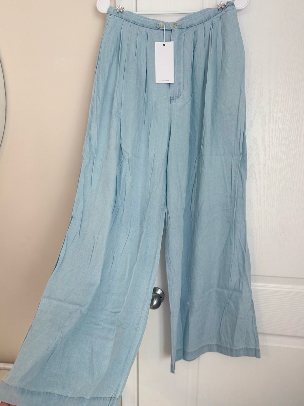 Light Blue Wide Leg Linen Pants NWT